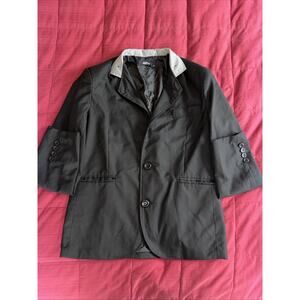 Men's Black W/Gray Collar Buttoned Sports Blazer Regular Size Medium 40S